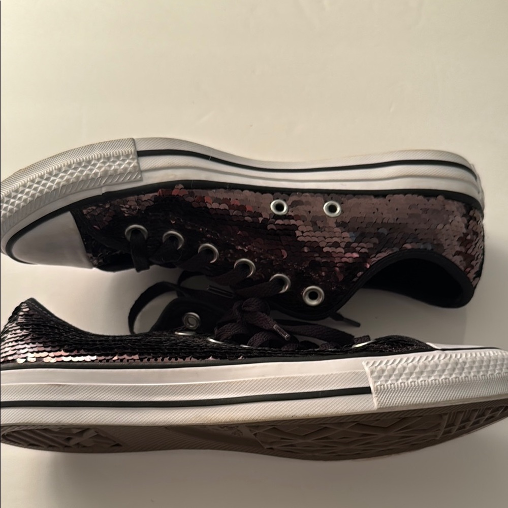 Sequin Black Converse Sneakers Size 8- Good Condition